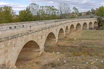 Tunca Bridge From Ottoman Empire in Edirne Turkey Fall Day