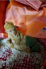 Puja of Reclining Ganesha Idol