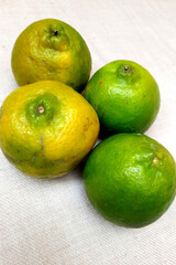 Four Orange Fruits, Yellow and Green
