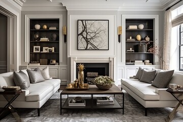 Timeless Elegance: Polished Brownstone Living Room with Sophisticated Decor and Elegant Fixtures