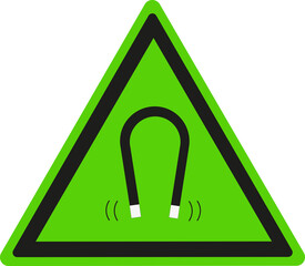 Panneau triangulaire:sur fond vert: radioactivité, champ magnétique	 - 788116677