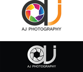 AJ Photography Logo Modern Illustration Template Vector