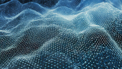 3D illustration, concept image. Embossed mesh representing internet connections in cloud com. Generative AI.