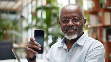 A Smiling Senior with Smartphone