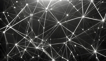 Abstract digital background of points and lines. Glowing black plexus. Big data. Network. Generative AI.