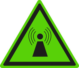 Signe triangulaire sur fond vert: Zone de rayonnement non ionisant	