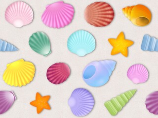 貝殻のシームレスパターン　B-4