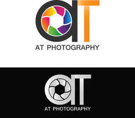 AT Photography Logo Modern Illustration Template Vector