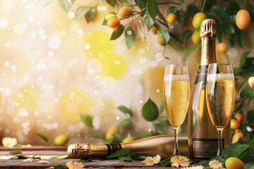 Celebrate Milestone Anniversaries with a Libation of Oaky Aroma: Crisp Champagne Flutes and Transparent Cheers Define a Vivid Toast Event