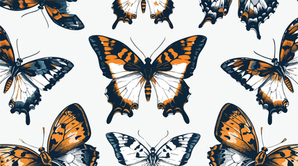 Seamless pattern flying butterflies repeating print