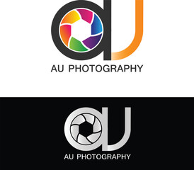 AU Photography Logo Modern Illustration Template Vector