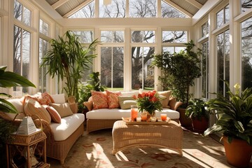 Relaxation Zone: Comfy Seating and Light Decor in a Stunning Sunroom