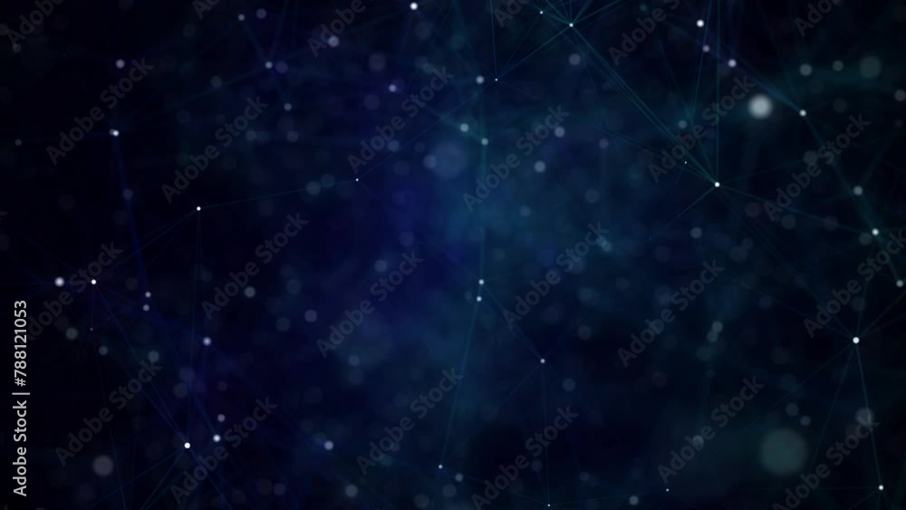 Poster network connection structure. abstract blue background with moving dots, lines and triangles. futuri