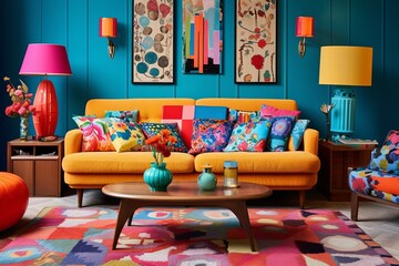 Bold Patterns and Vibrant Textiles: Retro 60s Living Room Designs