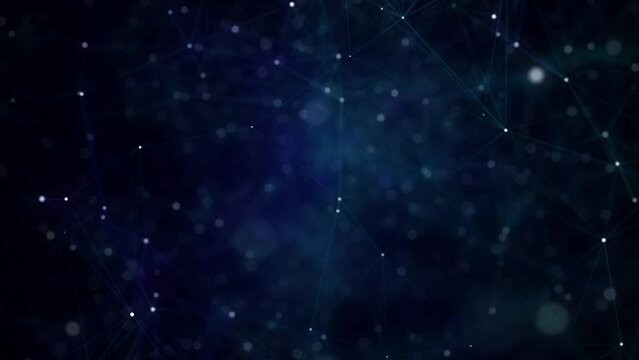 Network connection structure. Abstract blue background with moving dots, lines and triangles. Futuristic illustration. Digital technology design. 3d rendering