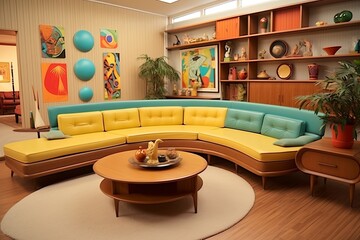 Sectional Sofa Splendor: Retro 60s Living Room Designs with Spacious Seating