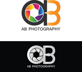 AB Photography Logo Modern Illustration Template Vector