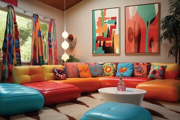 60s Retro Chic Living Room: Nostalgic Memorabilia & Bold Iconic Design