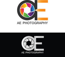 AE Photography Logo Modern Illustration Template Vector