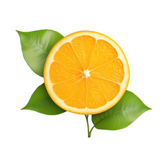 orange slice with leaves on SVG isolated transparent background