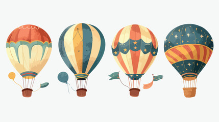 Set of Four vintage hot air balloons of different text