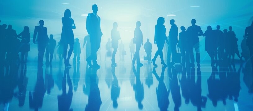 Silhouette of Business Professionals Embracing Technology and Cybersecurity