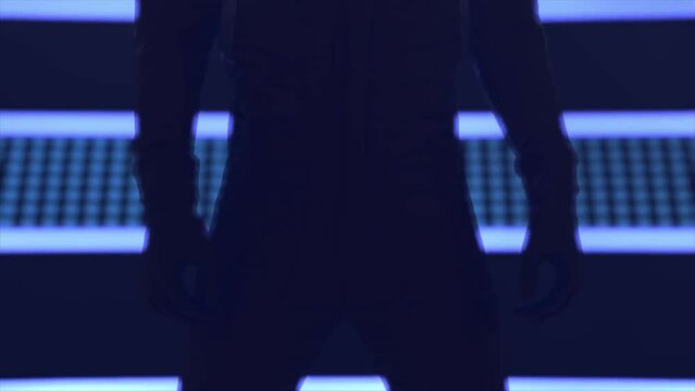 3d animation, dance of a luminous abstract breakdancer