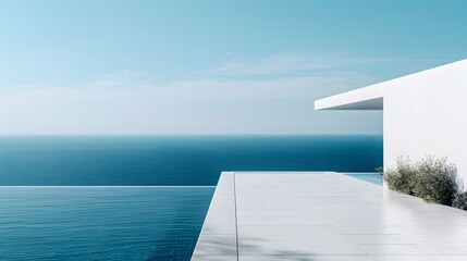 Serene Aegean Island Retreat Minimalist Architectural Landscape with Pristine Turquoise Waters