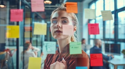 Woman Contemplating Office Strategies