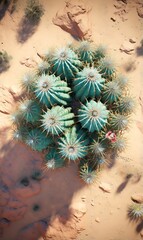 Top view of cactus in the desert