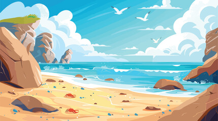 Fototapeta na wymiar Summer landscape with sea coast sand beach sky