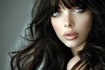 Fototapeta premium A woman with long dark hair and a blue eye