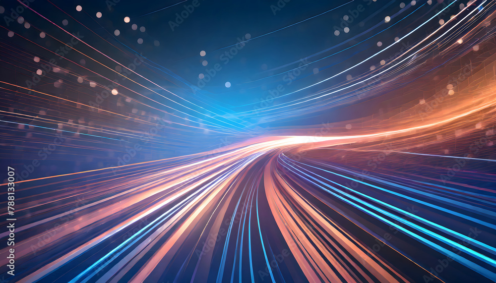 Poster flowing speed lines technology background. generative ai.