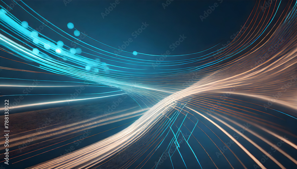Poster flowing speed lines technology background. generative ai.