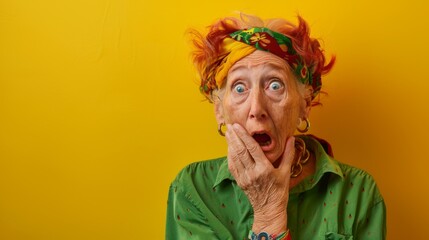 Surprised Senior Woman Portrait - obrazy, fototapety, plakaty