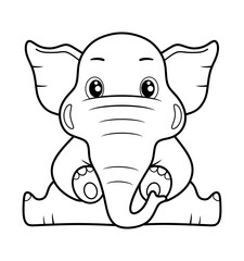 The baby elephant. Drawing for coloring. Contour drawing