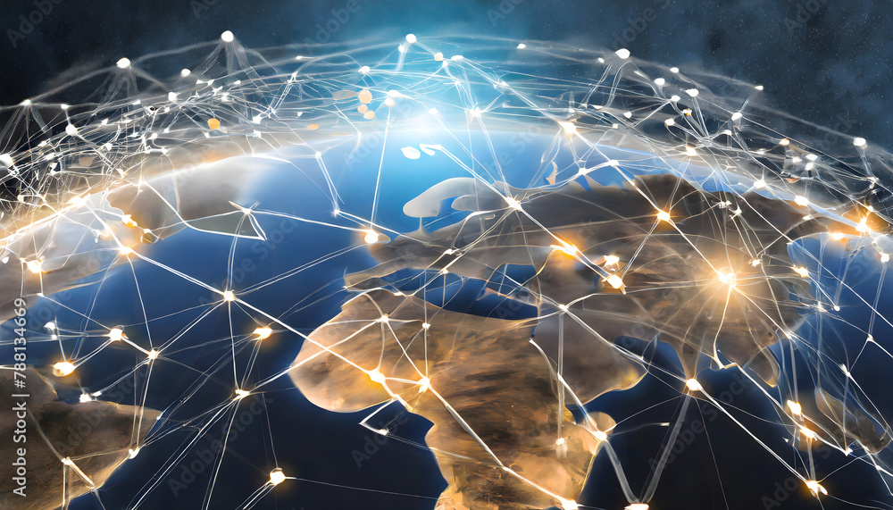 Poster global network background. generative ai.