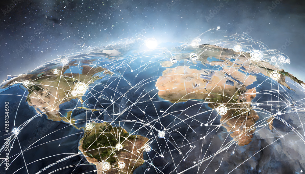 Poster global network background. generative ai.