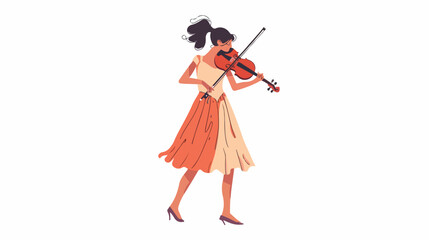 Woman musician playing violin with bow. Violinist per