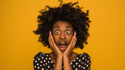 Woman with Surprised Expression - obrazy, fototapety, plakaty