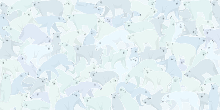 Polar bear pattern background monochromatic of light blue and green with white color outline vector illustration.