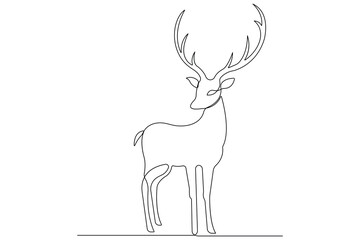 One continuous line drawing of deer world animal day and Christmas symbol