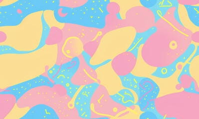 Obraz na płótnie Canvas Colored childrens doodle pattern. Abstract seamless pattern. AI generated.