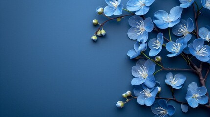 A close up of a blue flower with white buds on it, AI - obrazy, fototapety, plakaty