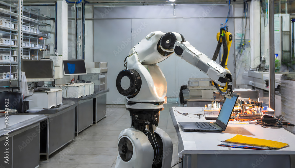 Poster robot technology at work. generative ai.