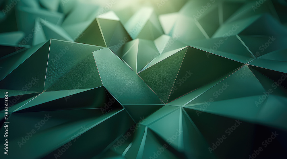 Poster modern geometric abstract green dark background minimal style. generative ai.