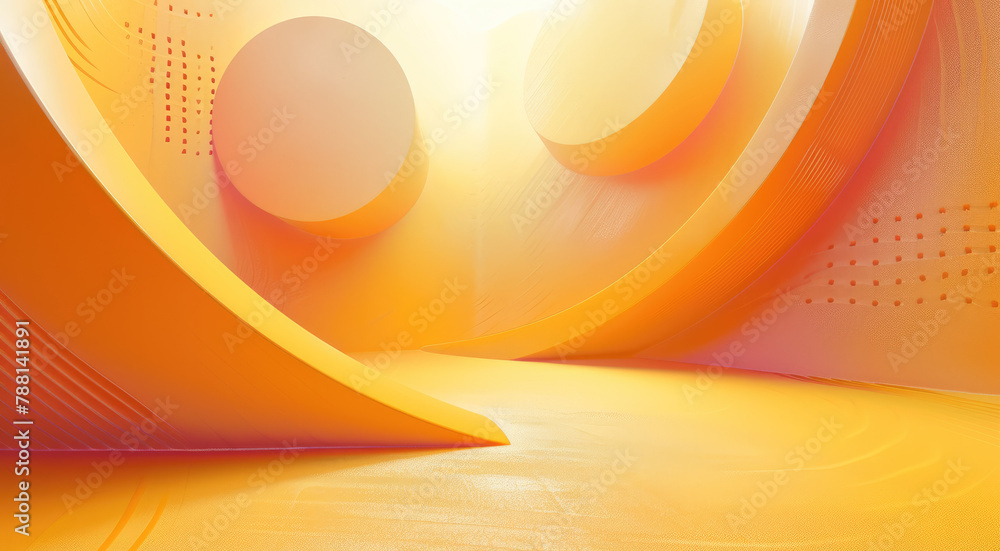 Aufkleber Peach yellow abstract geometric background. Generative AI.