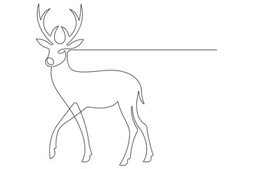 One continuous line drawing of deer world animal day and Christmas symbol