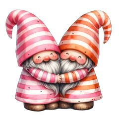 Pride Month wearing rainbow clothes, LGBTQ+ gnome holding colorful LGBTQ+ flags, homosexuality. transparent background