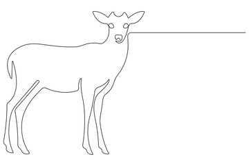 One continuous line drawing of deer world animal day and Christmas symbol